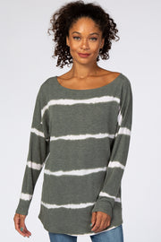 Olive Tie Dye Striped French Terry Top