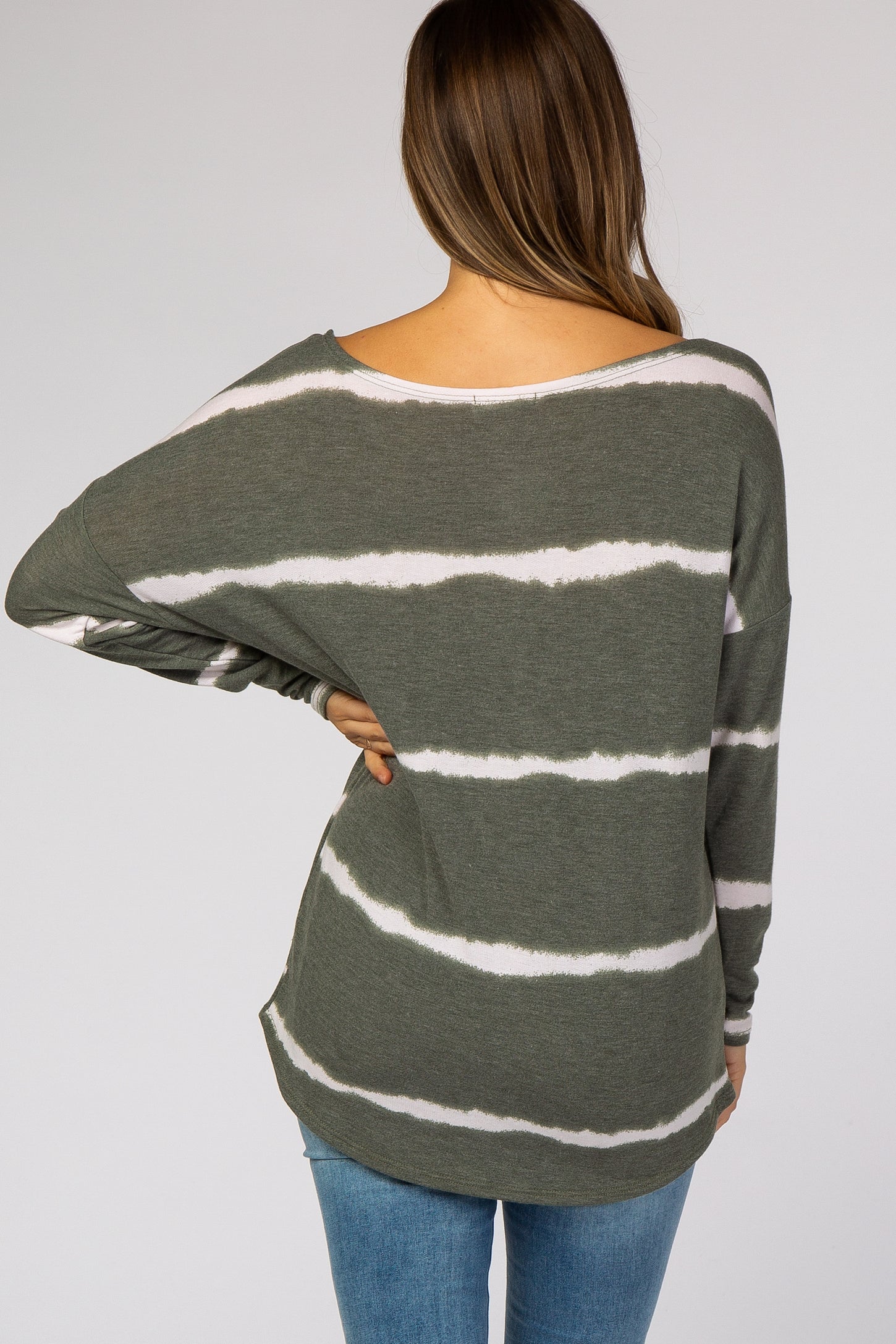 Olive Vintage Wash French Terry Maternity Plus Pullover
