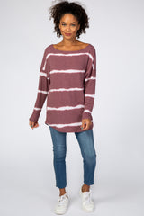 Burgundy Tie Dye Striped French Terry Top