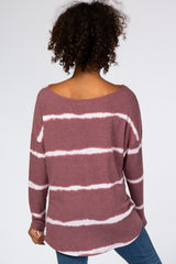 Burgundy Tie Dye Striped French Terry Top