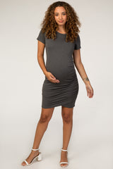 Charcoal Wrap Maternity T-Shirt Dress