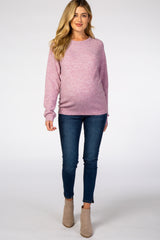 Lavender Brushed Knit Maternity Sweater