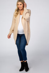 Cream Cable Knit Bubble Sleeve Maternity Cardigan