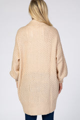 Cream Cable Knit Bubble Sleeve Maternity Cardigan