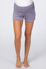 Lavender Ruched Side Maternity Lounge Shorts