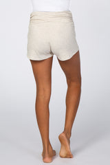 Beige Ruched Side Lounge Shorts