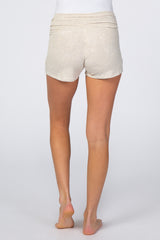 Beige Ruched Side Maternity Lounge Shorts