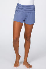 Blue Ruched Side Lounge Shorts