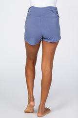 Blue Ruched Side Lounge Shorts