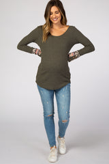 Olive Colorblock Sleeve Fitted Maternity Top