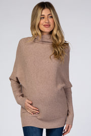 Mocha Funnel Neck Dolman Sleeve Maternity Sweater