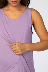 Lavender Solid Sleeveless Maternity Nursing Top