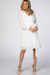 White Chiffon Wrap Dress