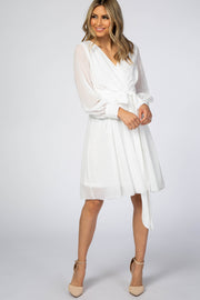 White Chiffon Wrap Dress