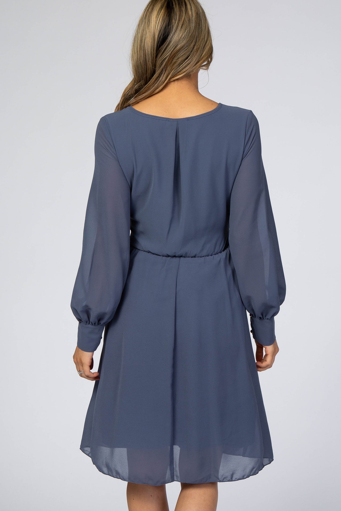 Dusty Blue Chiffon Wrap Dress Dusty Blue Chiffon Wrap Dress