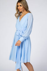 Light Blue Chiffon Wrap Dress