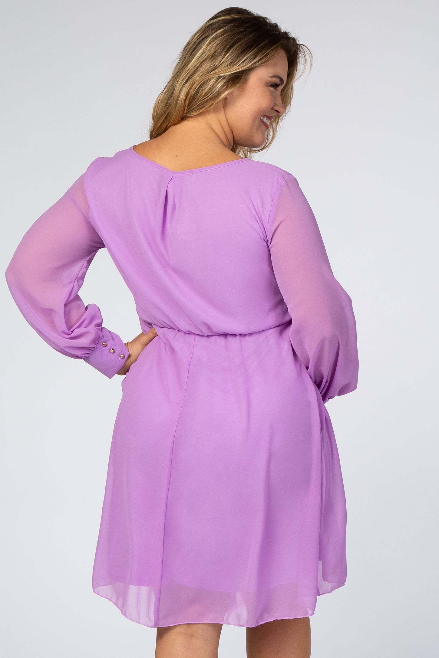 Lavender Chiffon Plus Maternity Wrap Dress