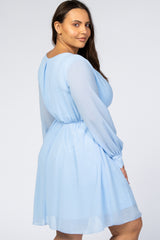 Light Blue Chiffon Plus Wrap Dress