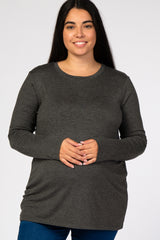 Charcoal Long Sleeve Maternity Plus Top