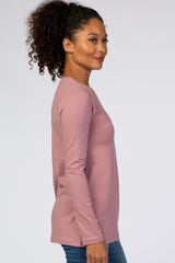 Light Pink Fitted Long Sleeve Tee