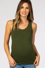 Olive Racerback Maternity Tank Top