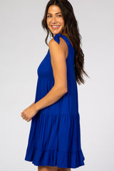 Royal Blue Knotted Strap Tiered Dress
