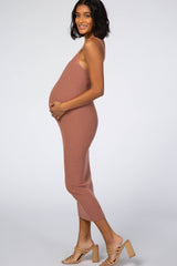 Mauve Sleeveless V-Neck Maternity Sweater Dress