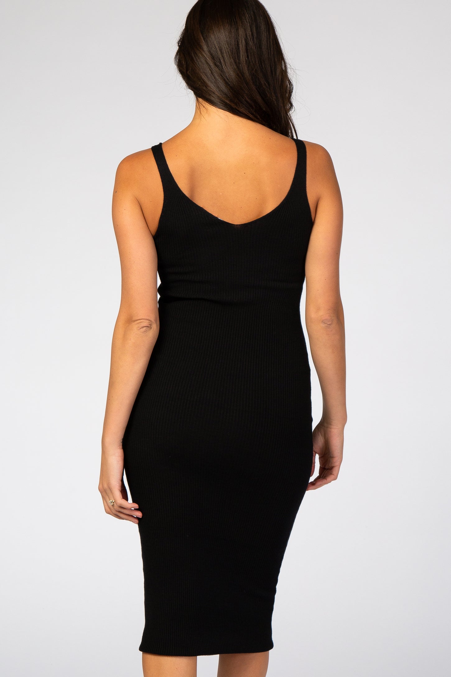 Black Sleeveless V-Neck Sweater Dress– PinkBlush