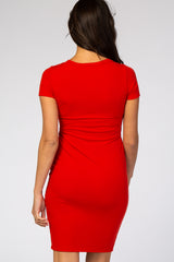 Red Ribbed Dress