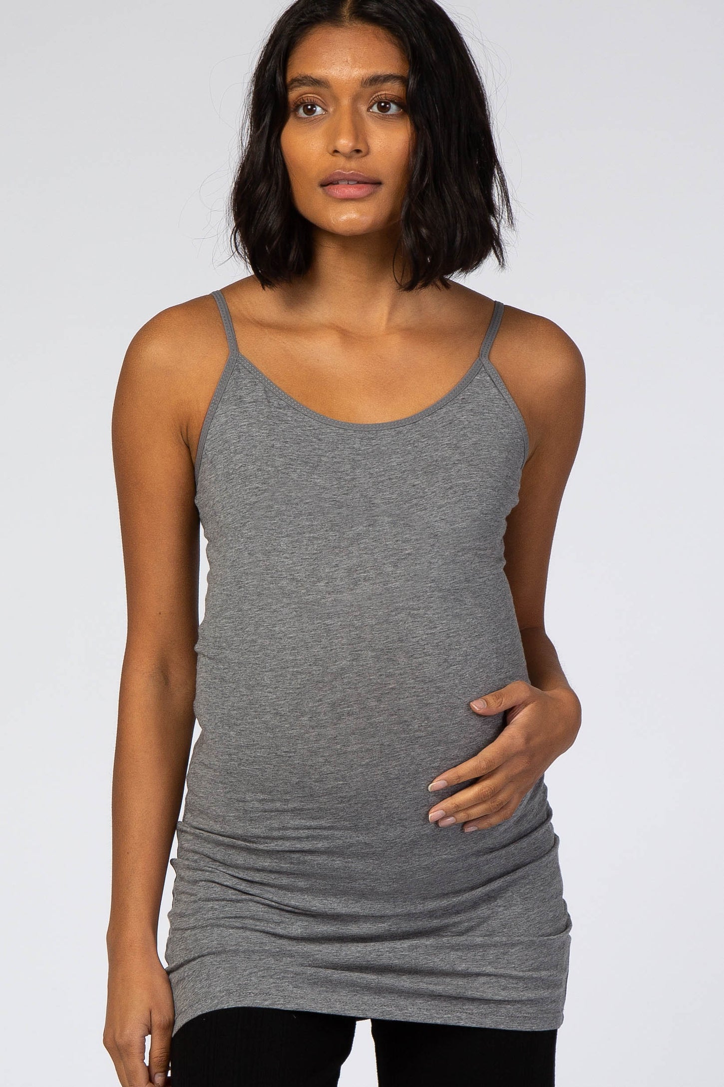 Heather Grey Fitted Maternity Tunic Cami– PinkBlush