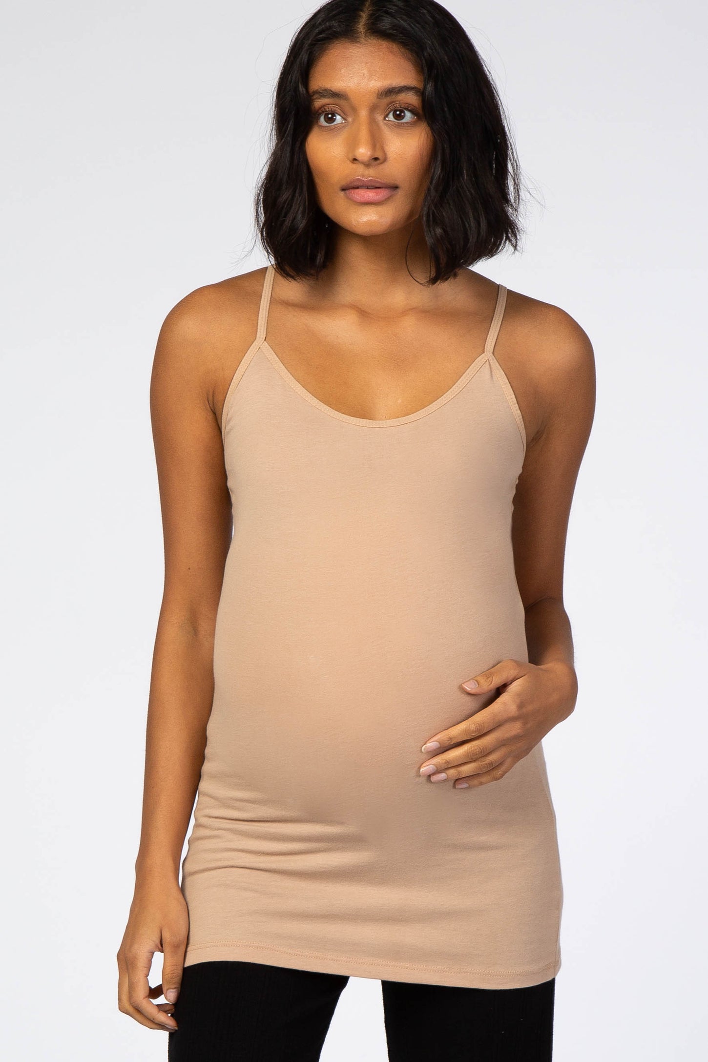 Camel Solid Maternity Cami