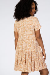 Orange Floral Ruffle Tiered Button Front Dress