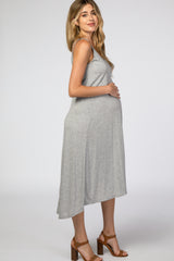 Heather Grey Cross Back Maternity Midi Dress