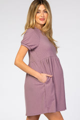 Lavender Ribbed Babydoll Maternity Dress
