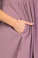 Lavender Ribbed Babydoll Maternity Dress