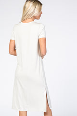 Light Grey Basic Side Slit Midi Dress