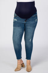 Medium Wash Cropped Plus Maternity Jeans