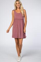 Mauve Knot Tie Strap Maternity Dress