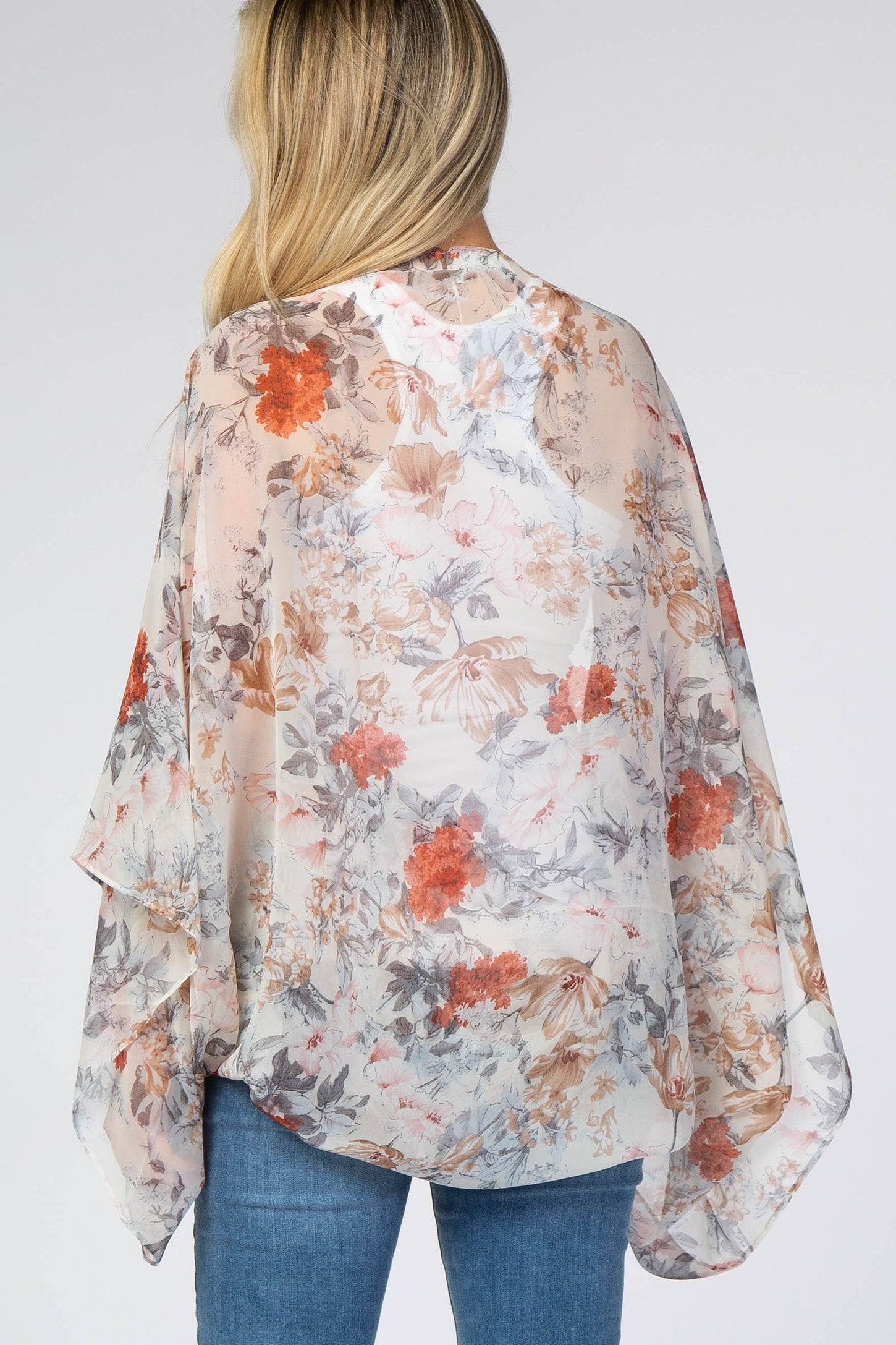White Floral Chiffon Dolman Sleeve Maternity Cover Up– PinkBlush