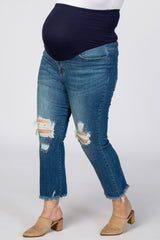 Blue Distressed Maternity Plus Jeans