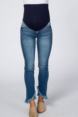 Blue Raw Hem Maternity Jeans