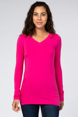 Fuchsia Fitted V-Neck Top