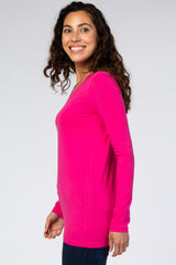 Fuchsia Fitted V-Neck Top