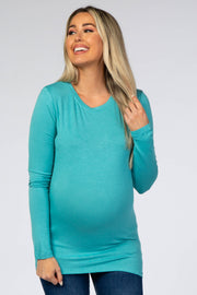 Mint Fitted Long Sleeve Maternity Tee