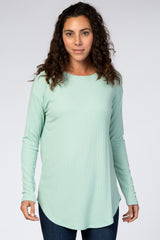 Mint Long Sleeve Ribbed Top