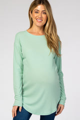 Mint Long Sleeve Ribbed Maternity Top