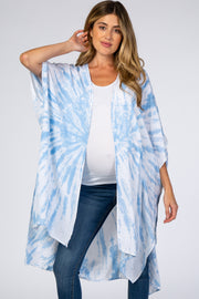 Light Blue Tie Dye Side Slit Maternity Coverup