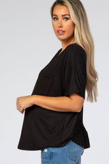 Black Pocket Front Dolman Maternity Top