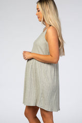 Heather Grey Ribbed Sleeveless Maternity Dress