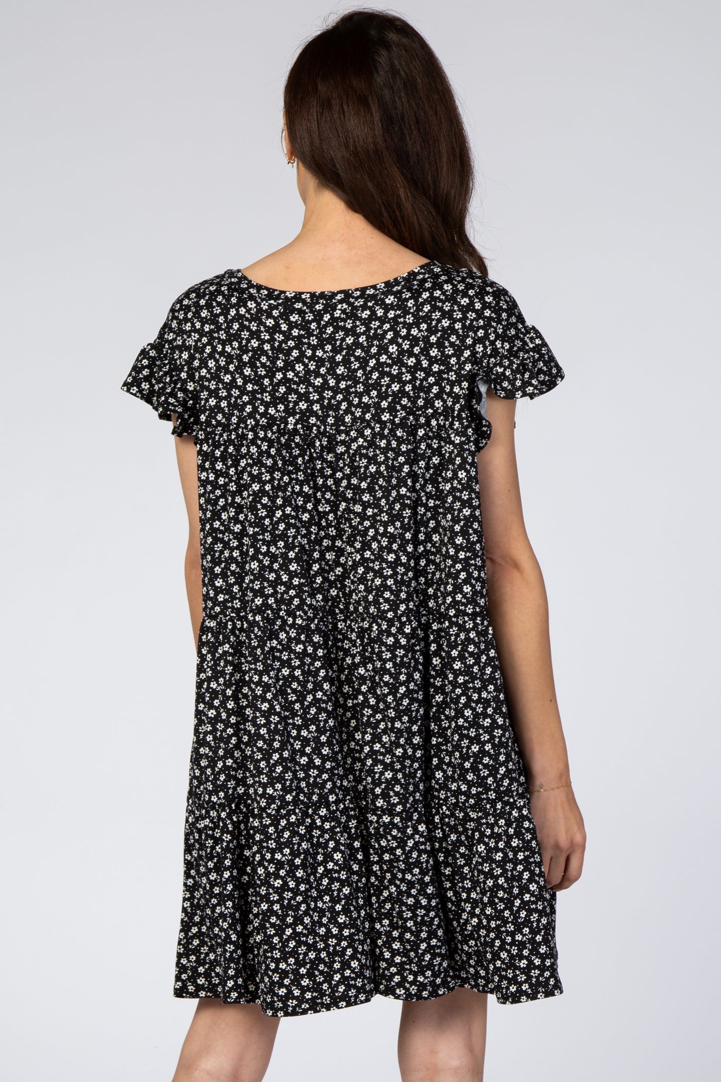 Black Floral Tiered Mini Dress– PinkBlush